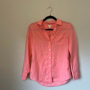 J.Crew Factory- XSP Pink Linen Button Down- 60% Linen, 40% Cotton